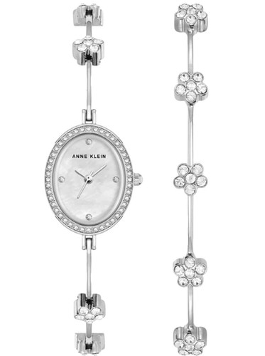 Anne Klein AK/5331SVST סט עם צמיד מתנה לנשים חדש 