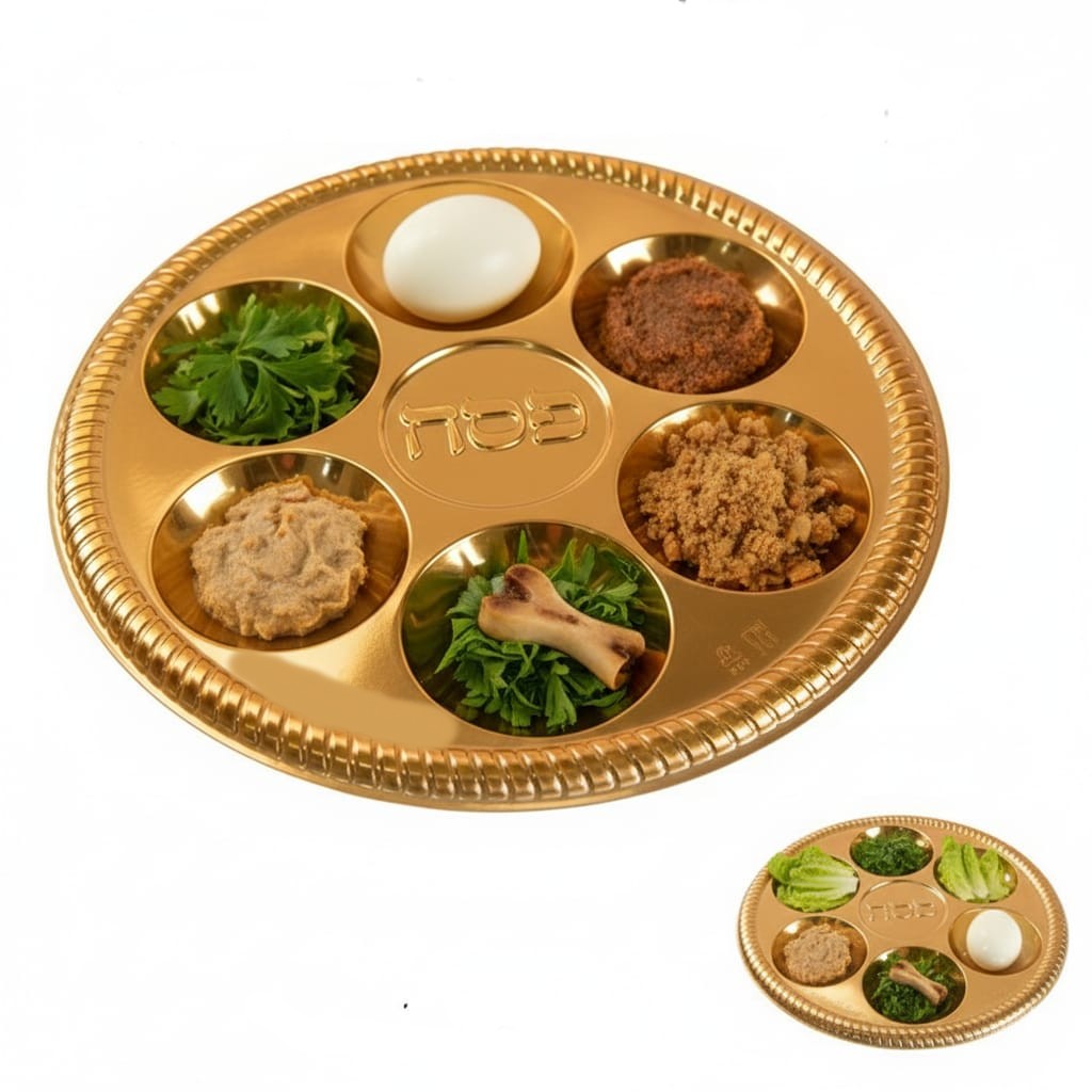 צלחת סדר פסח עם מכסה פלסטיק שקוף 