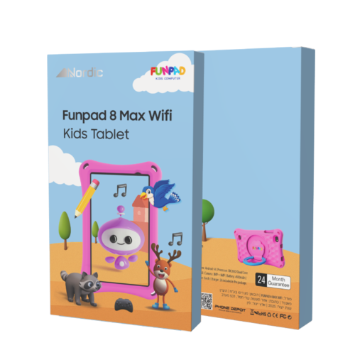 טאבלט ילדים FunPad 8 Max בצבע ורוד wifi