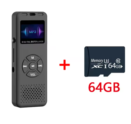 מכשיר הקלטה כולל 64GB עם הפעלה קולית