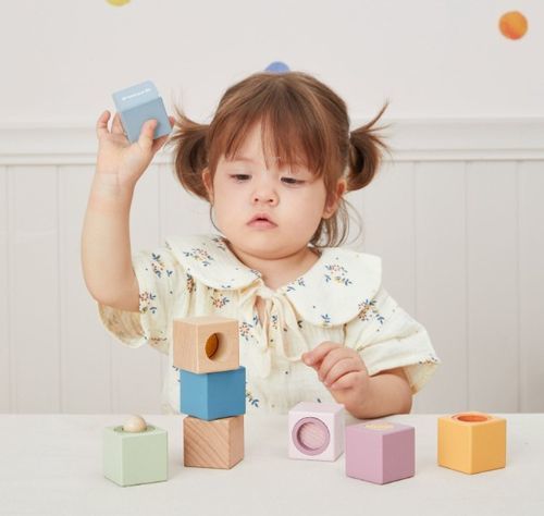8 קוביות עץ תחושתיות מעץ PolarB