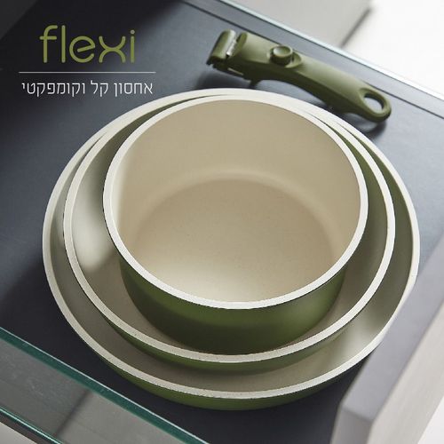  סט סירים 16 חלקים עם 2 ידיות נשלפות - FLEXI שחור