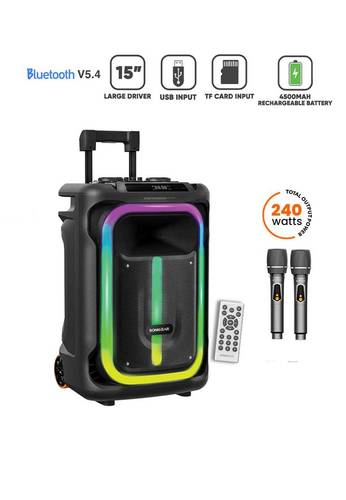 SonicGear HyperBox 1500 Pro – רמקול בידורית נייד 240W עם Bluetooth,  ו 2 מיקרופונים אלחוטיים ואפקטים RGB
