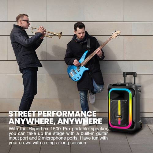 SonicGear HyperBox 1500 Pro – רמקול בידורית נייד 240W עם Bluetooth,  ו 2 מיקרופונים אלחוטיים ואפקטים RGB