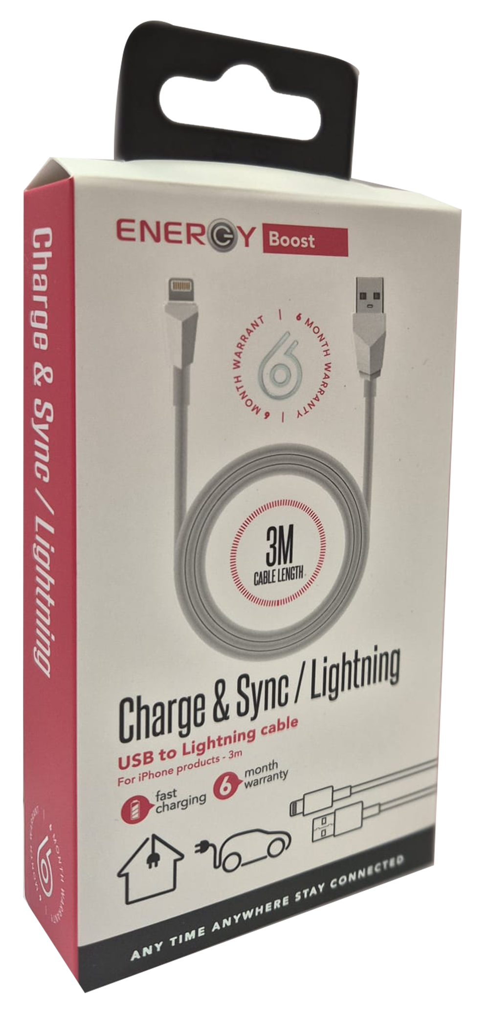 כבל ENERGY Data Cable 3M USB to Lightning לבן
