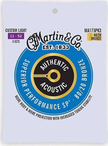 מארז 3 סט מיתרים 011 לאקוסטית Martin MA175 Authentic