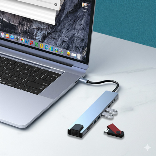 מפצל USB טייפ סי 8 יציאות כולל רשת
