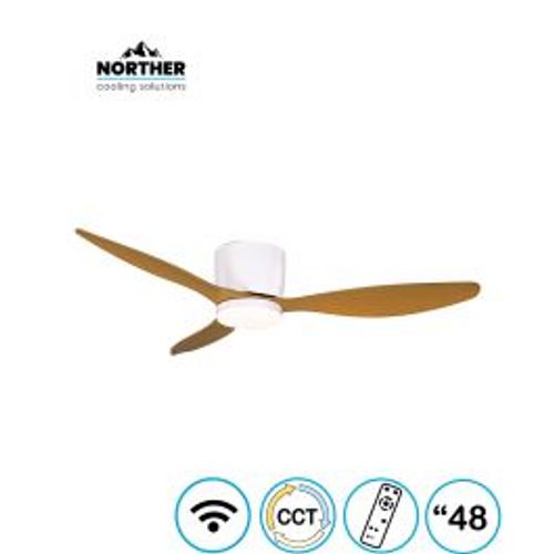 מאוורר צמוד תקרה 48" ERA +שלט ולד 24W CCT לבן+עץ NORTHER WiFi