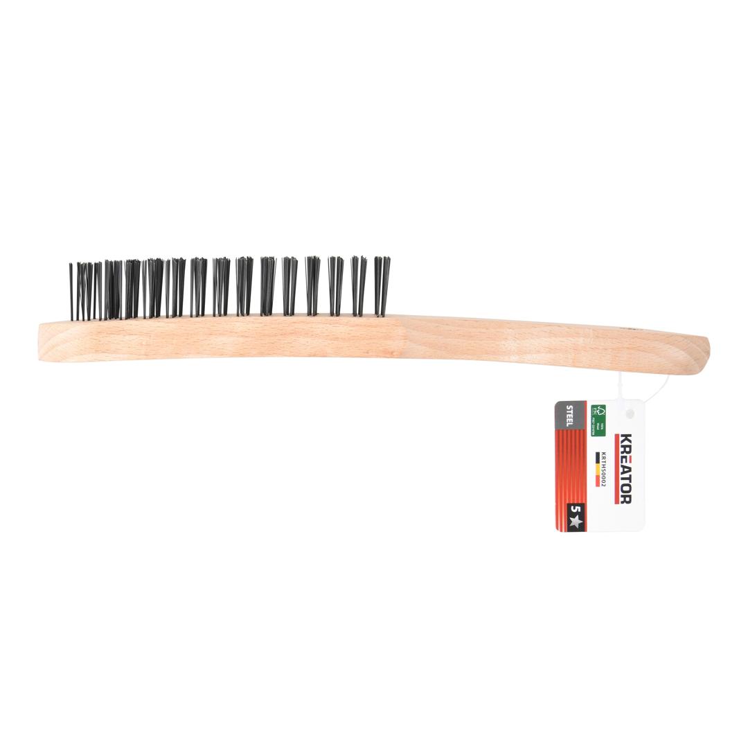 מברשת BBQ מעץ 4 שורות ברזל  106 KRTH50002, WIRE BRUSH WOODEN HANDLE - STEEL