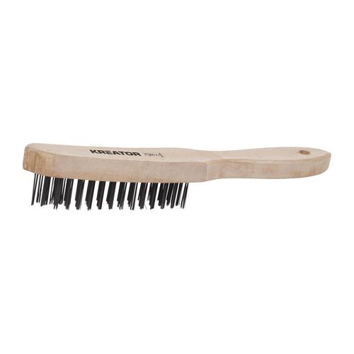 מברשת BBQ מעץ 4 שורות ברזל  106 KRTH50002, WIRE BRUSH WOODEN HANDLE - STEEL, ברקוד 5400338125898