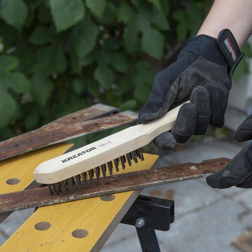 מברשת BBQ מעץ 4 שורות ברזל  106 KRTH50002, WIRE BRUSH WOODEN HANDLE - STEEL, ברקוד 5400338125898