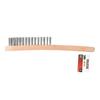 מברשת BBQ מעץ 4 שורות נירוסטה, 106 KRTH50004, WIRE BRUSH WOODEN HANDLE - STAINLESS STEEL