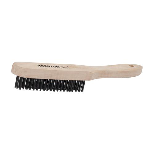 מברשת BBQ מעץ 4 שורות נירוסטה, 106 KRTH50004, WIRE BRUSH WOODEN HANDLE - STAINLESS STEEL