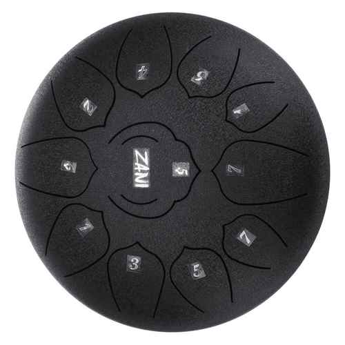 תוף לשונות  סטיל דראם ZANI Steel Tongue Drum 10" 11 notes Black