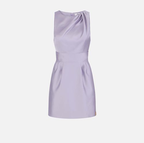 Dress in duchess satin fabric with logo details