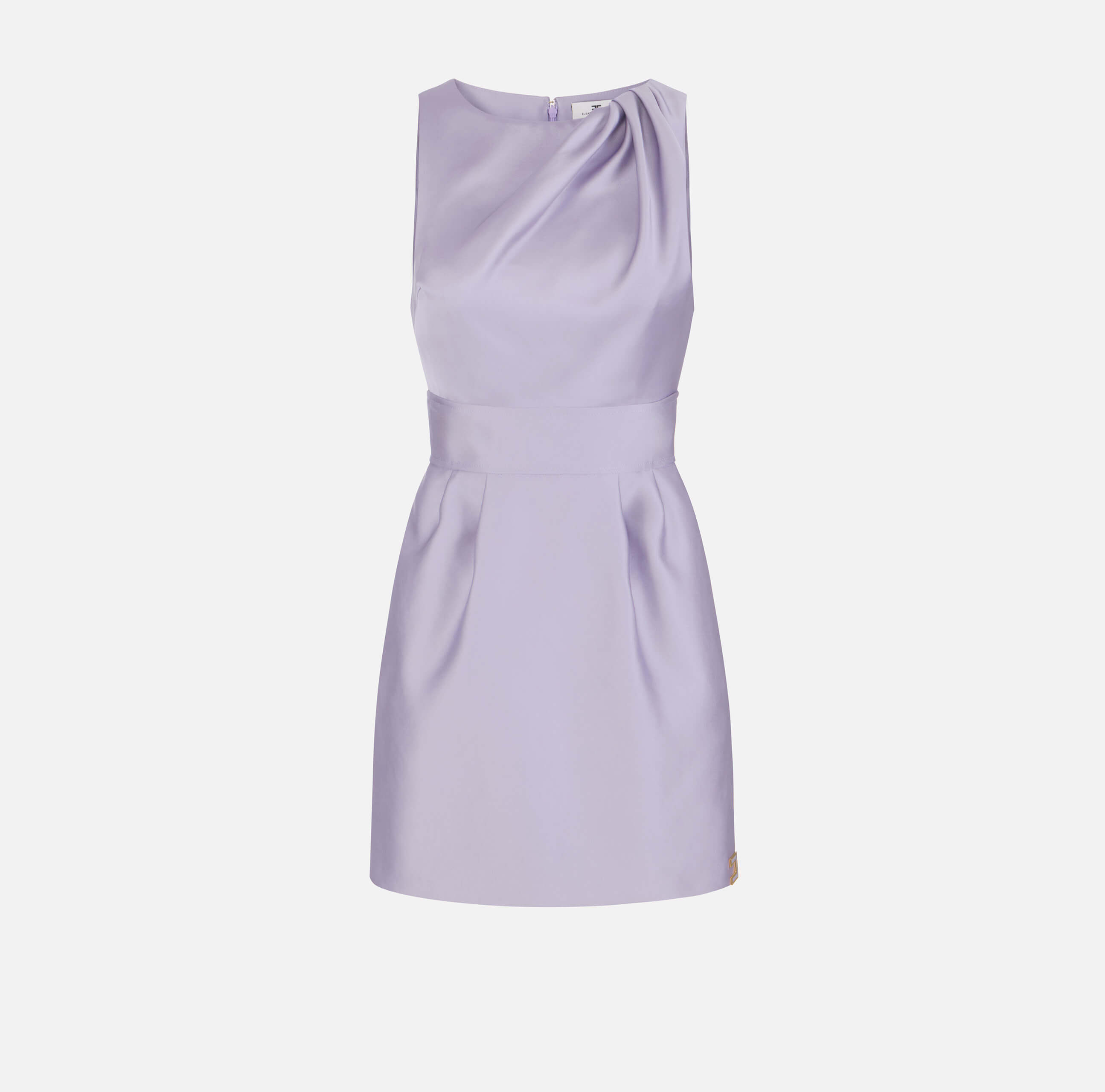 Dress in duchess satin fabric with logo details