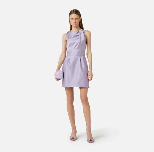 Dress in duchess satin fabric with logo details