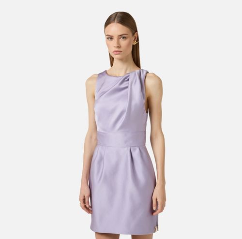 Dress in duchess satin fabric with logo details
