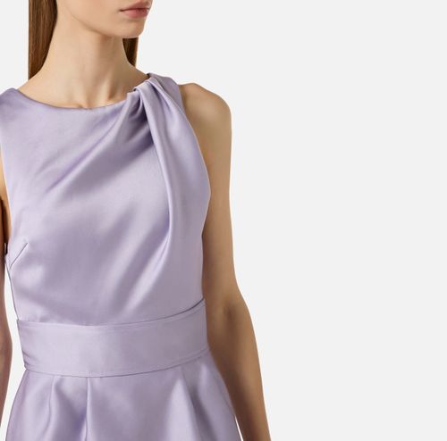 Dress in duchess satin fabric with logo details