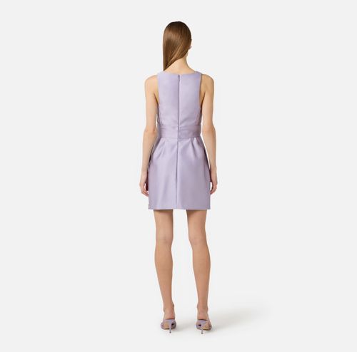 Dress in duchess satin fabric with logo details