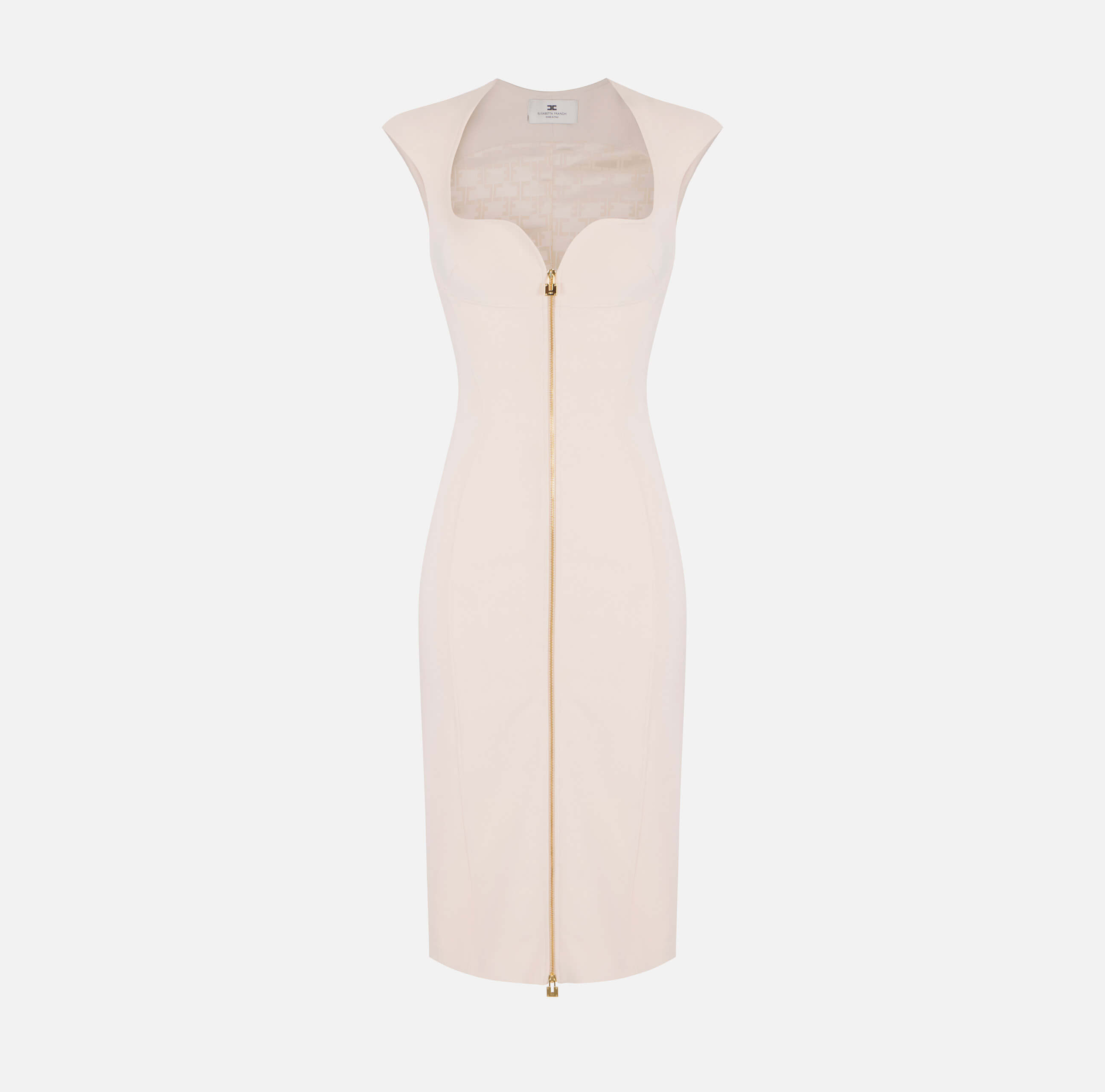 Dress in double layer stretch crêpe fabric