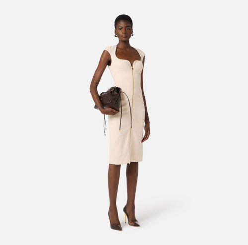 Dress in double layer stretch crêpe fabric