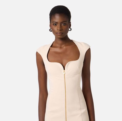 Dress in double layer stretch crêpe fabric