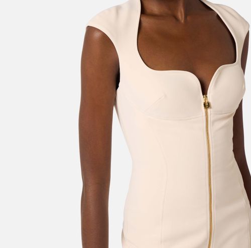 Dress in double layer stretch crêpe fabric