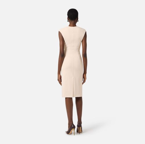 Dress in double layer stretch crêpe fabric