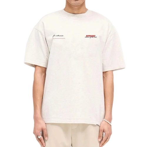 חולצה REPRESENT מידות S-XXL לגברים בגוון שמנת עם לוגו