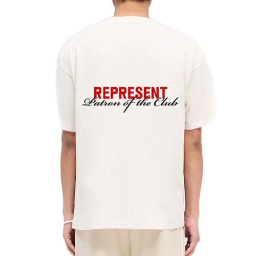 חולצה REPRESENT מידות S-XXL לגברים בגוון שמנת עם לוגו