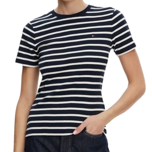 חולצה TOMMY JEANS מידות XS-XL לנשים בדוגמת פסים שחור-לבן