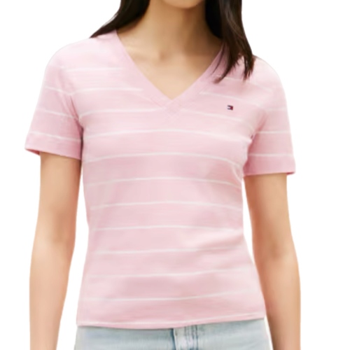 חולצה TOMMY JEANS מידות XS-XL לנשים בדוגמת פסים ורודים