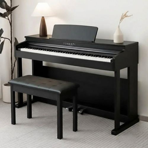 פסנתר דיגיטלי שחור עם מנוע Aethereal Acoustic ומקלדת VPASS-II כולל כסא [2 אריזות] - Hailun PIANOVA H202BK