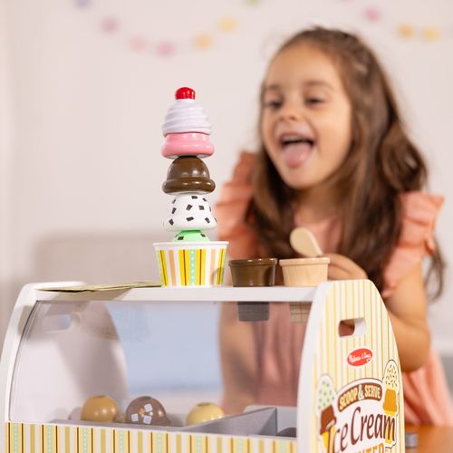 דוכן גלידה מעץ לילדים 28 חלקים (דגם חדש)