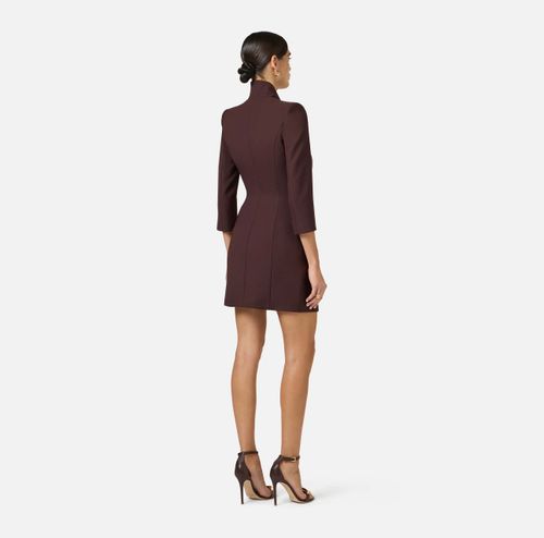 Dress in lightweight crêpe fabric with satin lapels