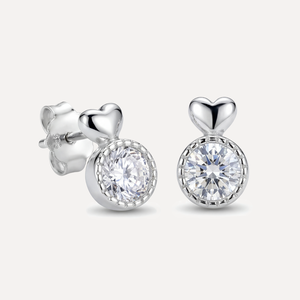 עגילי לב עם זירקון תלוי