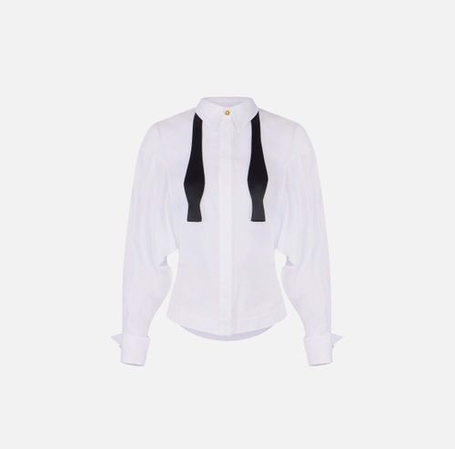 Cotton voile shirt with bow tie