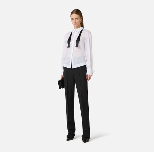 Cotton voile shirt with bow tie