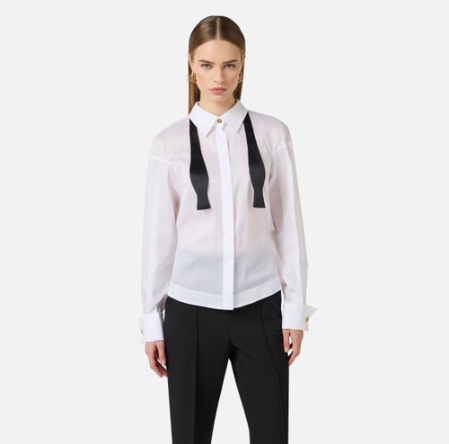 Cotton voile shirt with bow tie