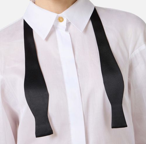Cotton voile shirt with bow tie