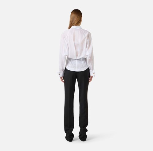 Cotton voile shirt with bow tie