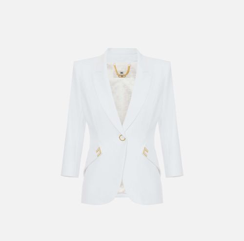 Jacket in double layer stretch crêpe fabric with logo details