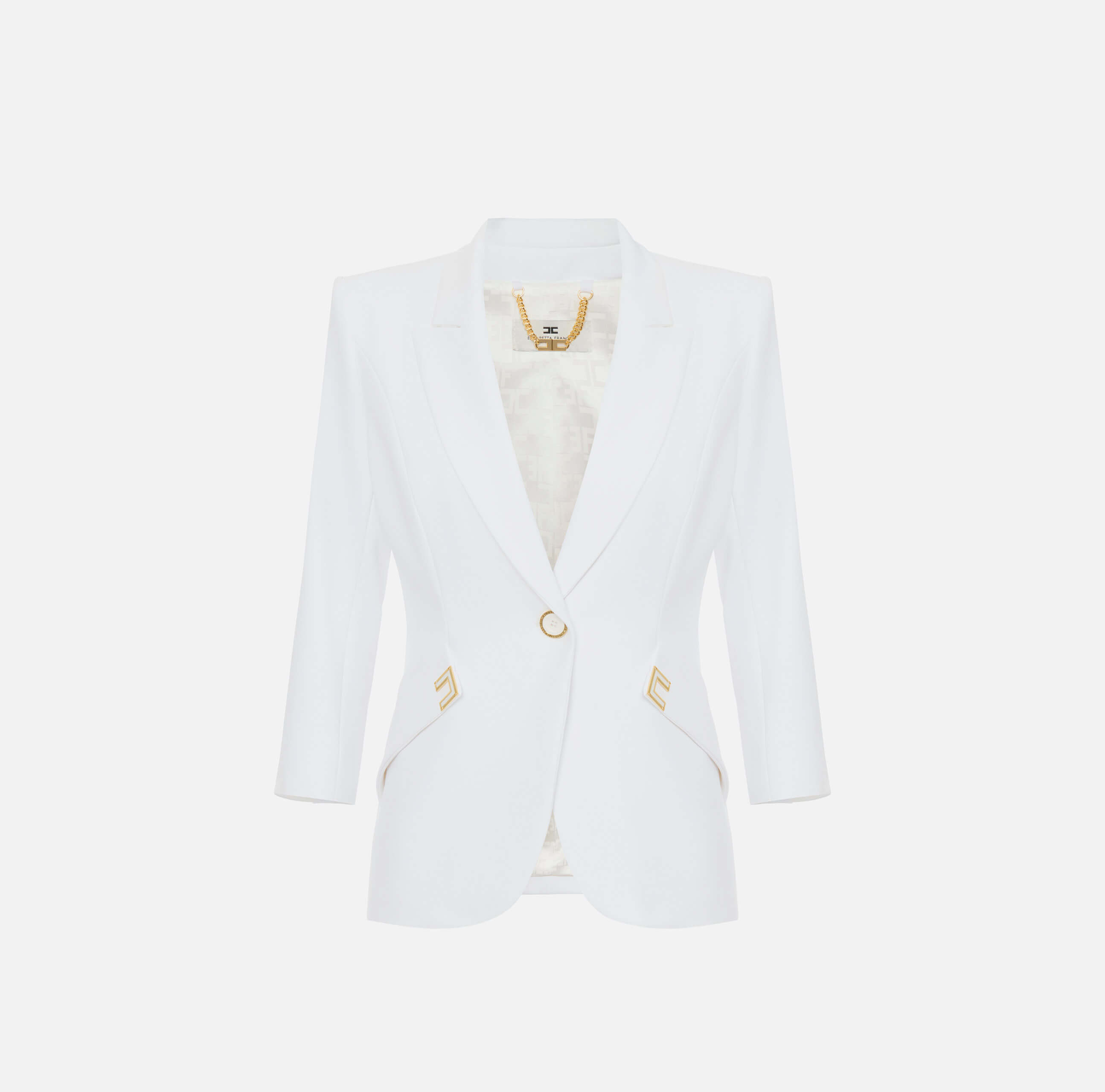 Jacket in double layer stretch crêpe fabric with logo details