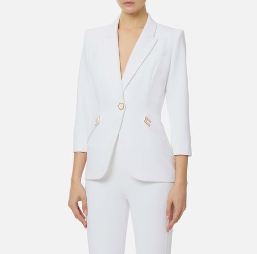 Jacket in double layer stretch crêpe fabric with logo details