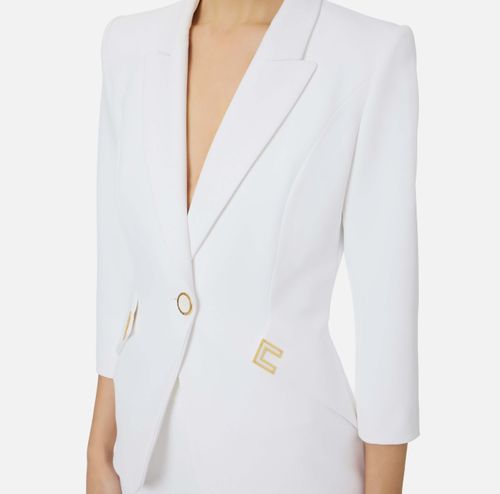 Jacket in double layer stretch crêpe fabric with logo details