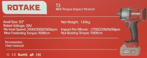 מפתח אימפקט נטען 1/2 1180NM 20V - גוף בלבד