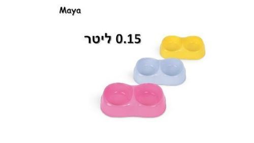 קערת מאיה כפולה (L) כלי אוכל ושתייה לחתולים וכלבים