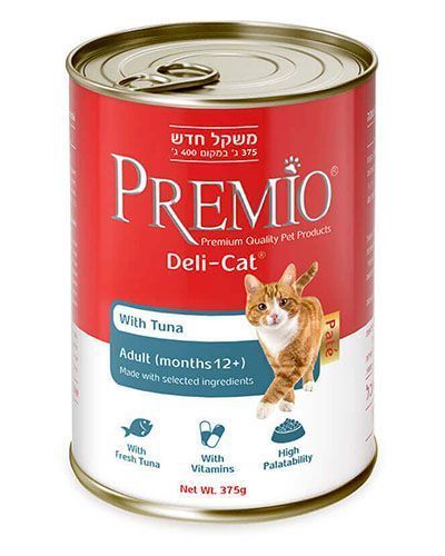 פרמיו שימור פטה לחתול דליקט טונה 375 גרם Premio