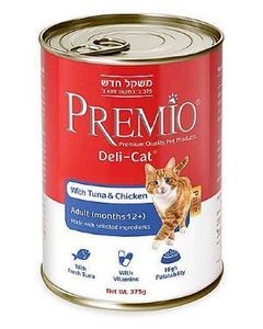 פרמיו שימור פטה לחתול דליקט עוף וטונה 375 גרם Premio